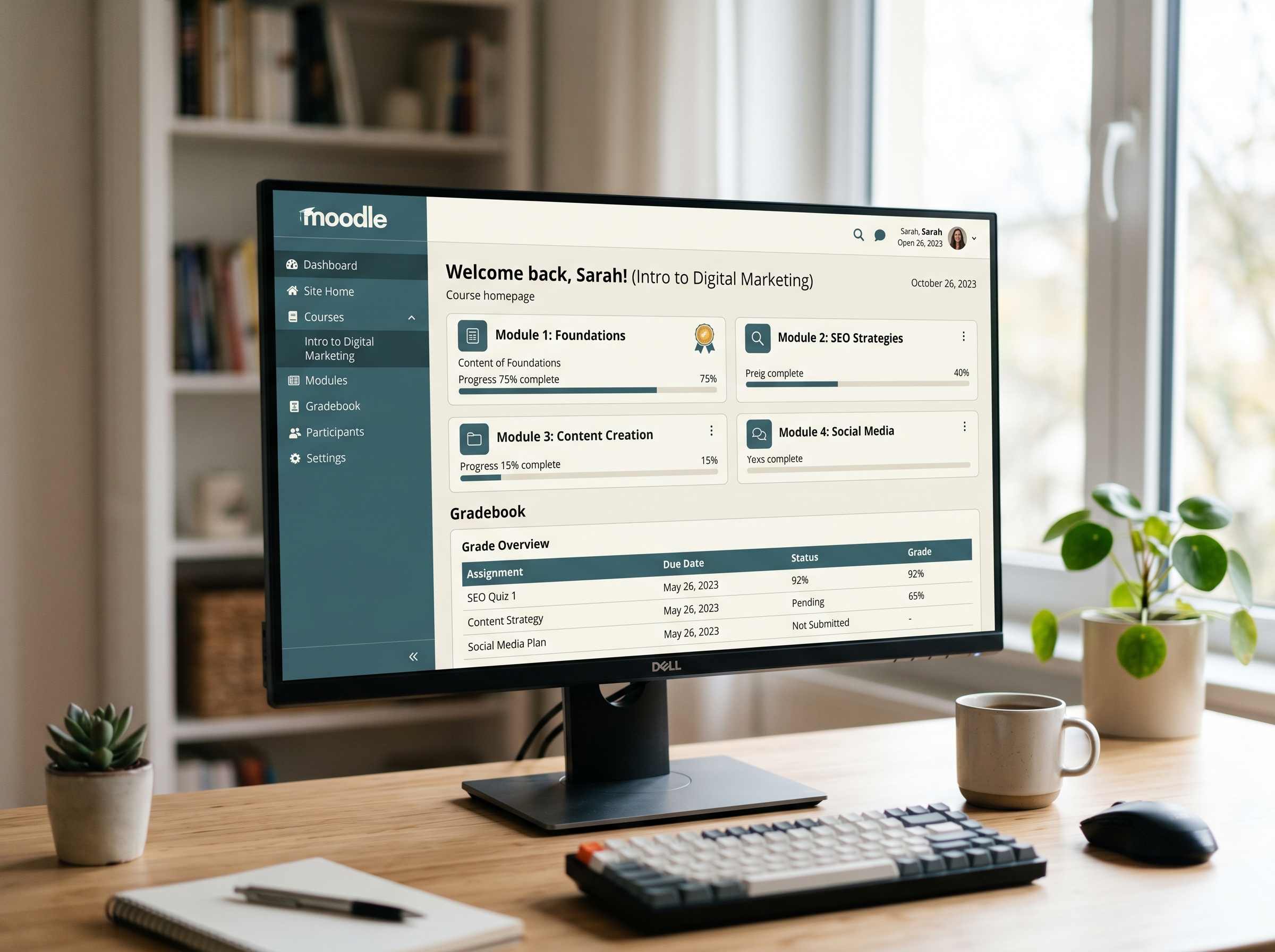 Self-hosted Moodle LMS dashboard